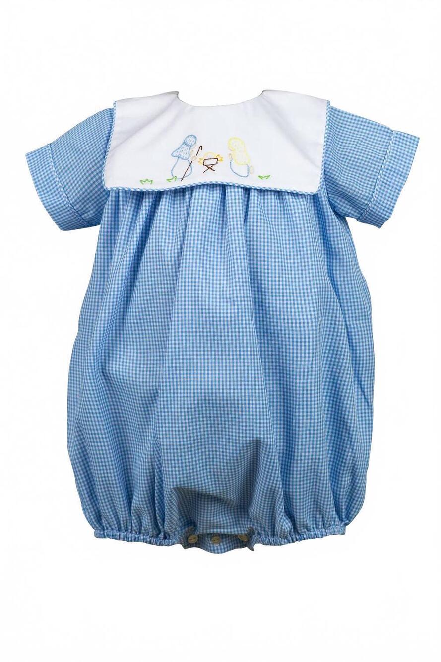 NEW THE PROPER PEONY boy's manger bubble romper in blue